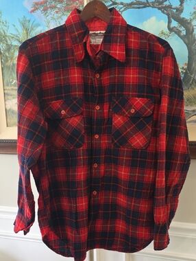 Briggs New York Red and Navy Plaid Button-Down Shirt